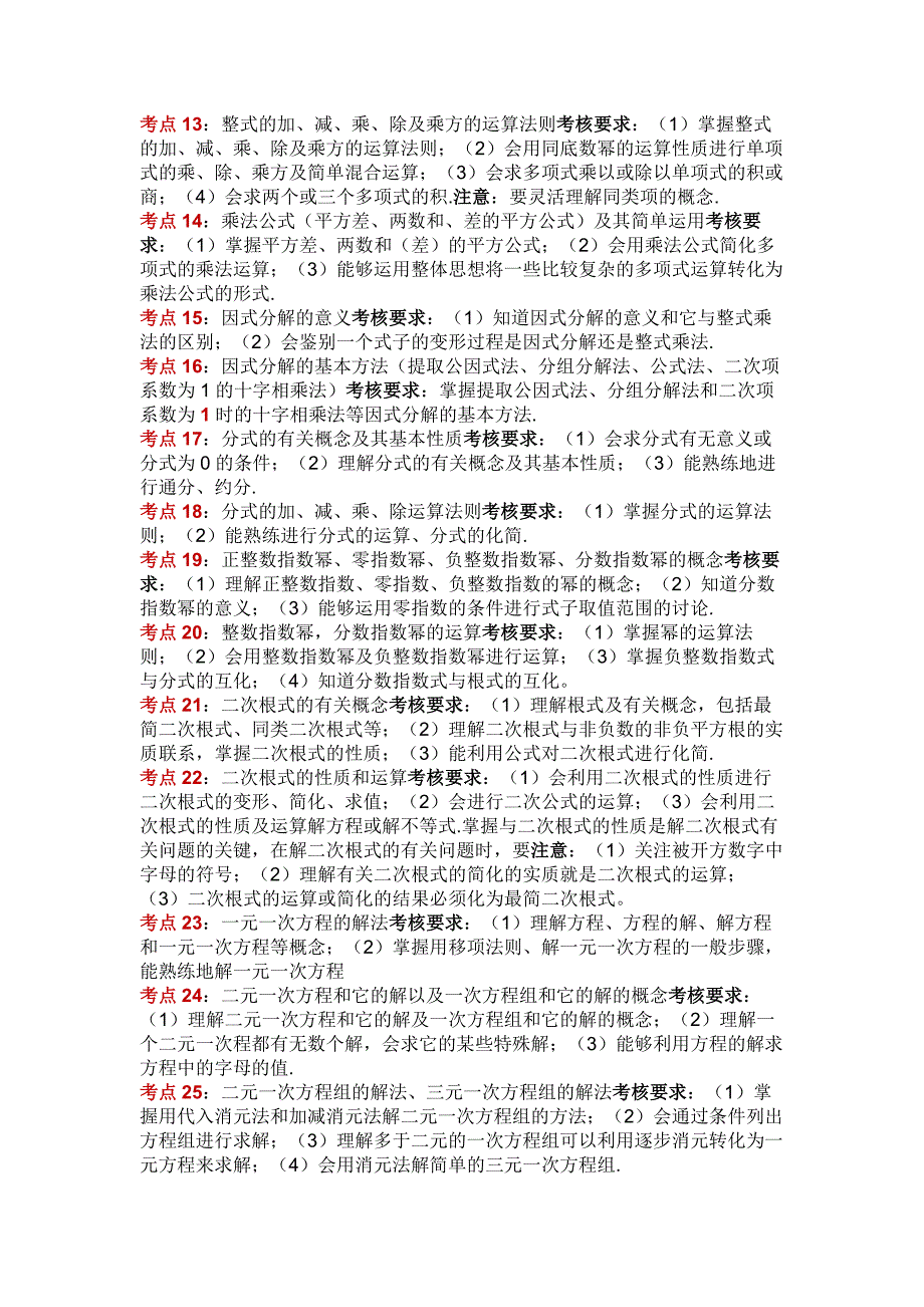 初中数学66个核心考点&考核要求.docx_第2页