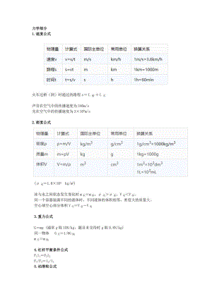 初中物理必背公式及换算大全.docx