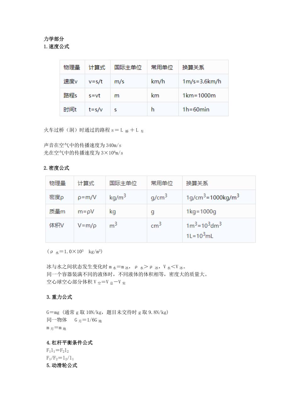 初中物理必背公式及换算大全.docx_第1页